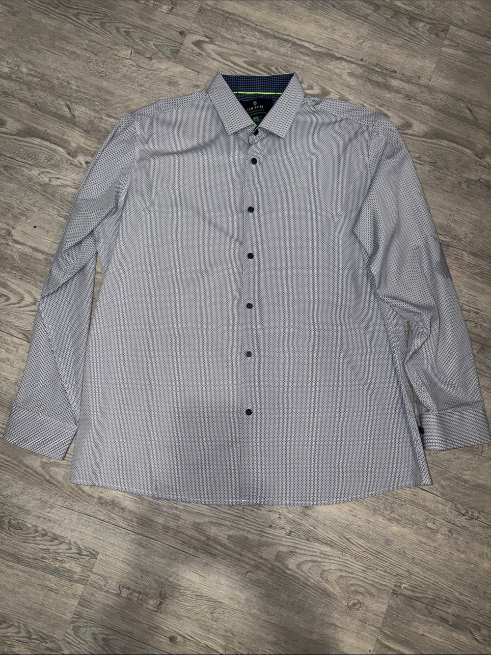 Men's Slim Dress Shirt in Light Blue Micro-Pattern